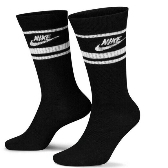 6-10 ONE PAIR ADULT NIKE SPORTSWEAR EVERYDAY ESSENTIAL LOGO CREW SOCKS WOMENS - Picture 1 of 1